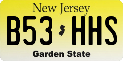 NJ license plate B53HHS