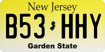 NJ license plate B53HHY