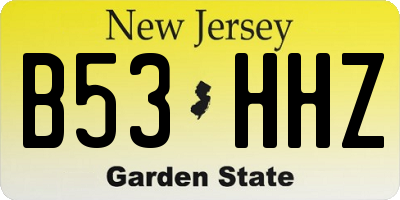 NJ license plate B53HHZ