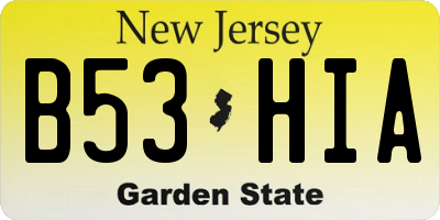 NJ license plate B53HIA