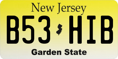 NJ license plate B53HIB