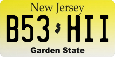 NJ license plate B53HII