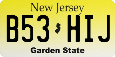 NJ license plate B53HIJ