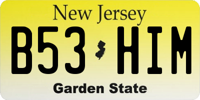 NJ license plate B53HIM