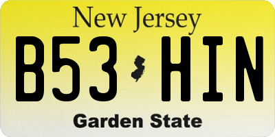 NJ license plate B53HIN