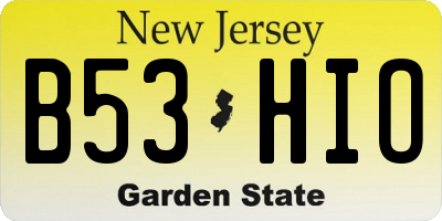 NJ license plate B53HIO