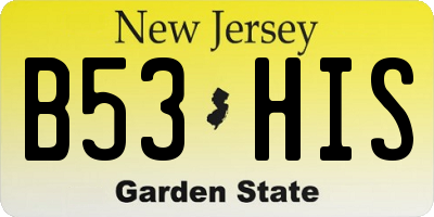 NJ license plate B53HIS