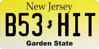 NJ license plate B53HIT