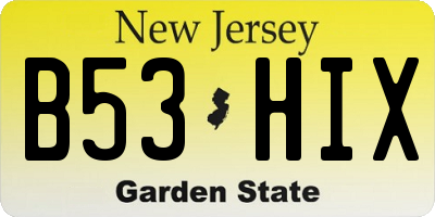 NJ license plate B53HIX