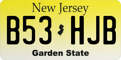NJ license plate B53HJB