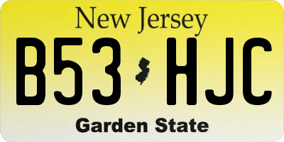 NJ license plate B53HJC