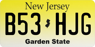 NJ license plate B53HJG