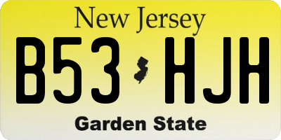 NJ license plate B53HJH