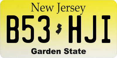NJ license plate B53HJI