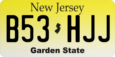 NJ license plate B53HJJ