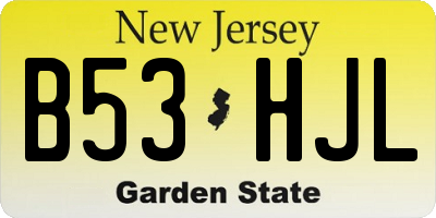NJ license plate B53HJL