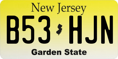 NJ license plate B53HJN