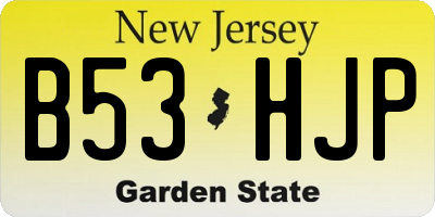 NJ license plate B53HJP