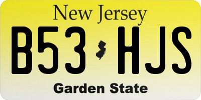 NJ license plate B53HJS