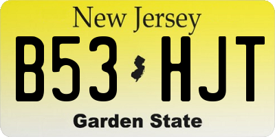 NJ license plate B53HJT