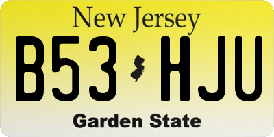 NJ license plate B53HJU