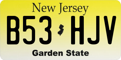 NJ license plate B53HJV