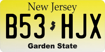 NJ license plate B53HJX