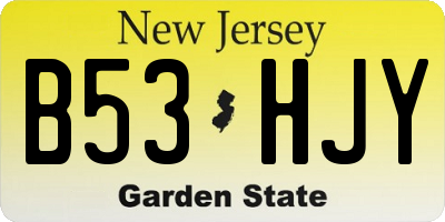 NJ license plate B53HJY