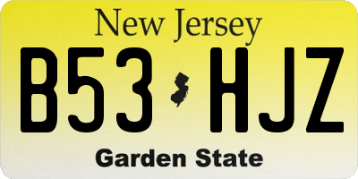 NJ license plate B53HJZ