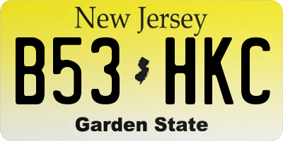 NJ license plate B53HKC