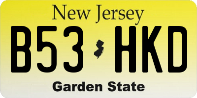 NJ license plate B53HKD