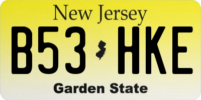NJ license plate B53HKE
