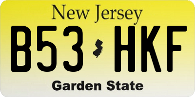 NJ license plate B53HKF