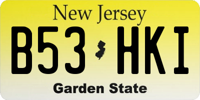 NJ license plate B53HKI