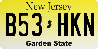 NJ license plate B53HKN