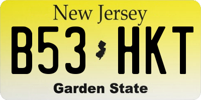 NJ license plate B53HKT