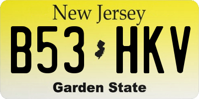 NJ license plate B53HKV