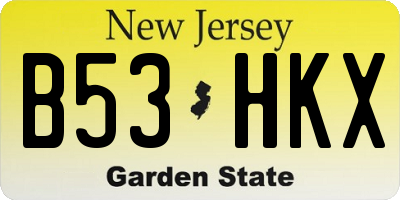 NJ license plate B53HKX