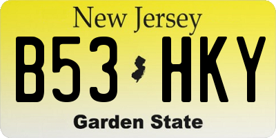 NJ license plate B53HKY