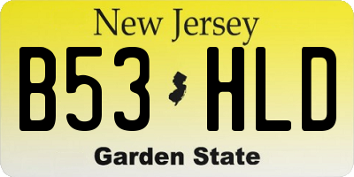 NJ license plate B53HLD