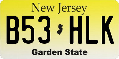 NJ license plate B53HLK
