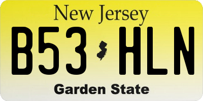NJ license plate B53HLN