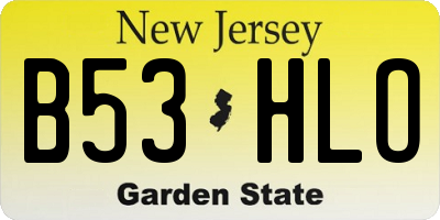 NJ license plate B53HLO