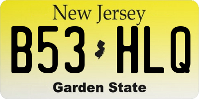 NJ license plate B53HLQ