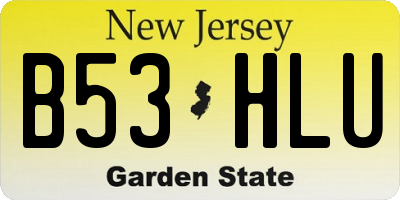 NJ license plate B53HLU