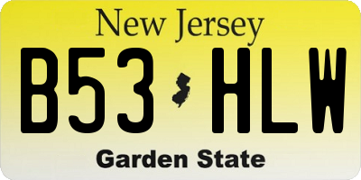 NJ license plate B53HLW