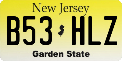 NJ license plate B53HLZ