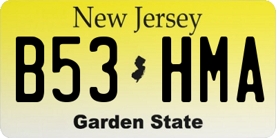 NJ license plate B53HMA