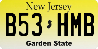 NJ license plate B53HMB