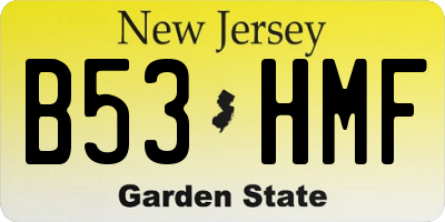 NJ license plate B53HMF